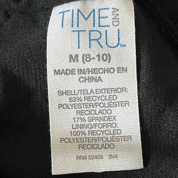 Time & Tru Black Ruffled V Neck Bathing Suit Top Size Medium New with tag - Picture 5 of 7